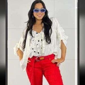 Cabi Lyric White Long Sleeve Blouse Medium M